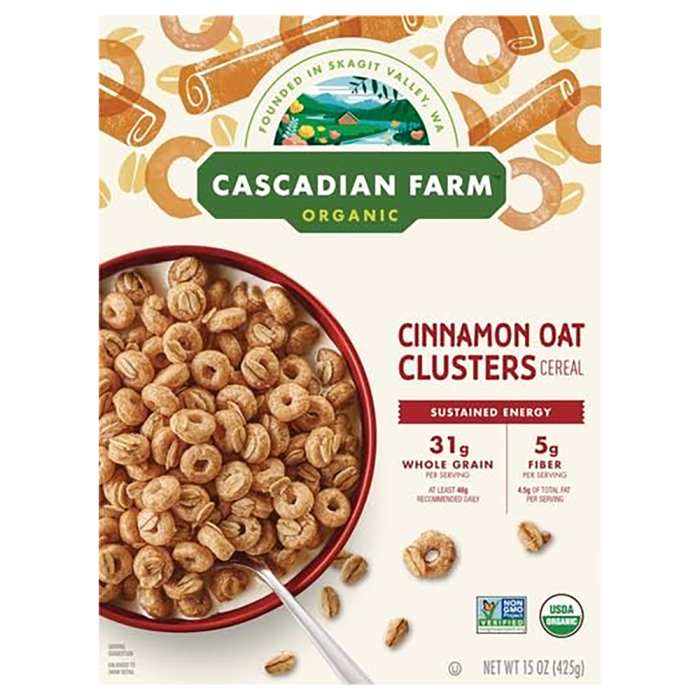 Cascadian Farm Organic Cinnamon Oat Clusters Cereal - Front view