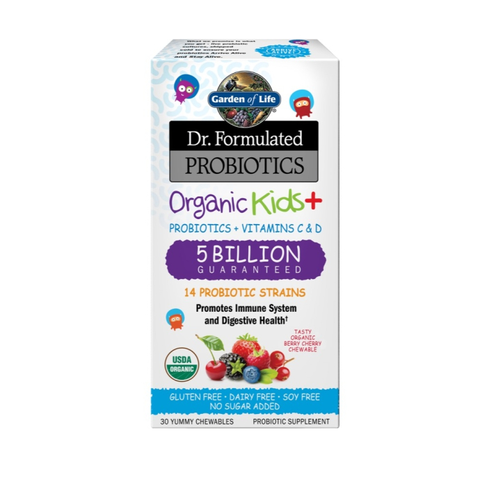 Garden of Life Dr. Formulated Probiotics Organic Kids+, Berry Cherry Flavor, 30 Chewables