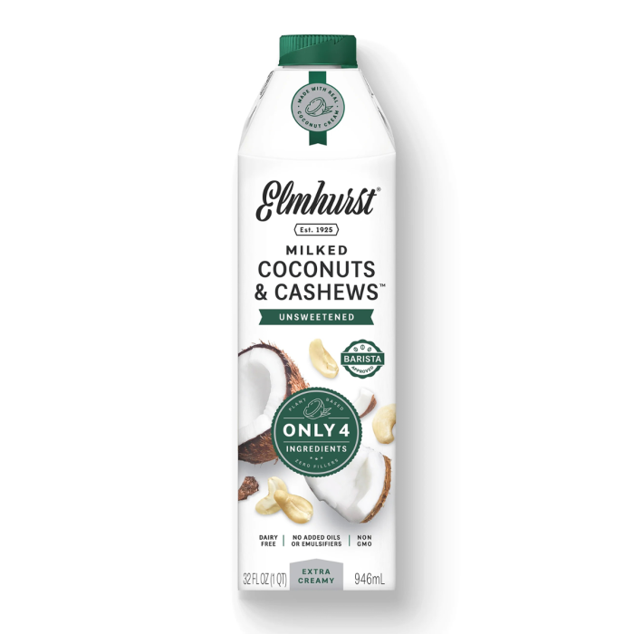Elmhurst Unsweetened Coconut & Cashew Milk - Front view