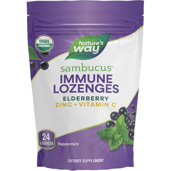 Nature's Way Sambucus Zinc Lozenges Peppermint, 24 lozenges