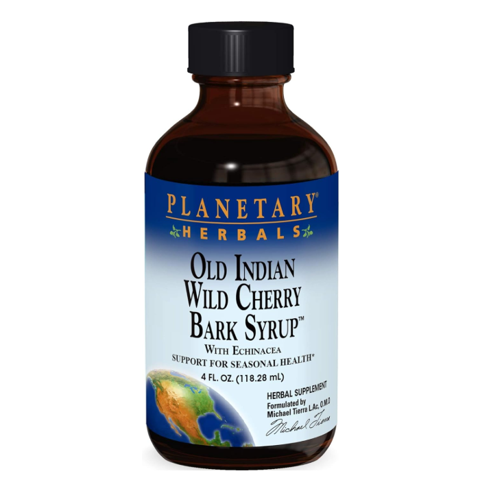 Planetary Formula Old Indian Wild Cherry Bark Syrup, 4 oz.