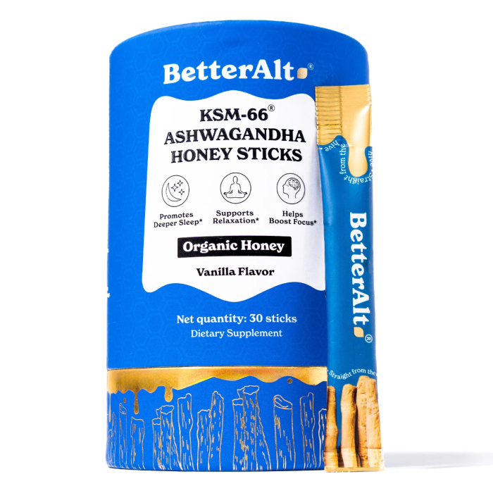 Better Alt KSM-66 Ashwagandha Honey Sticks - Front view