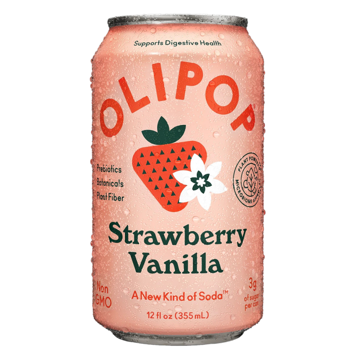 Olipop Strawberry Vanilla Prebiotic Soda - Front view