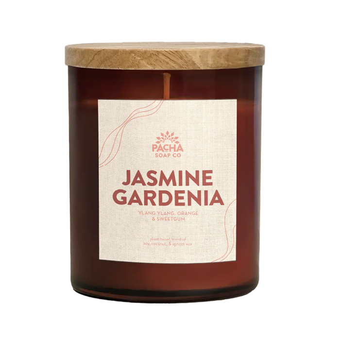 Pacha Soap Co. Jasmine Gardenia Candle - Front view