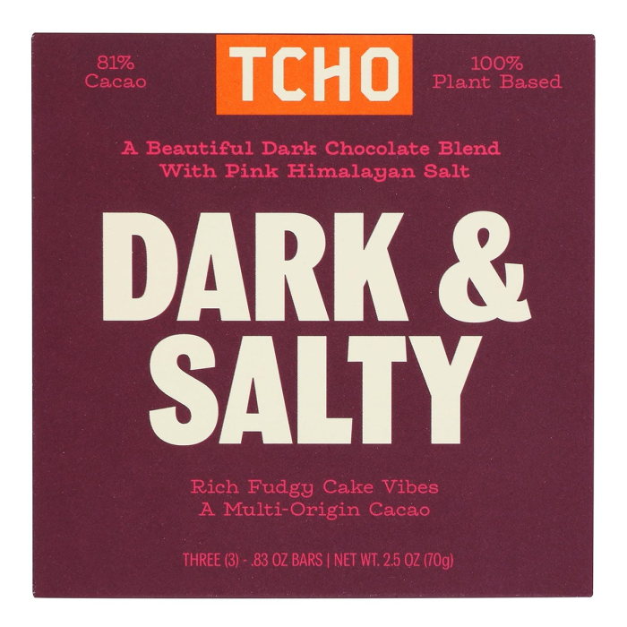 Tcho Dark & Salty Chocolate Bar - Front view