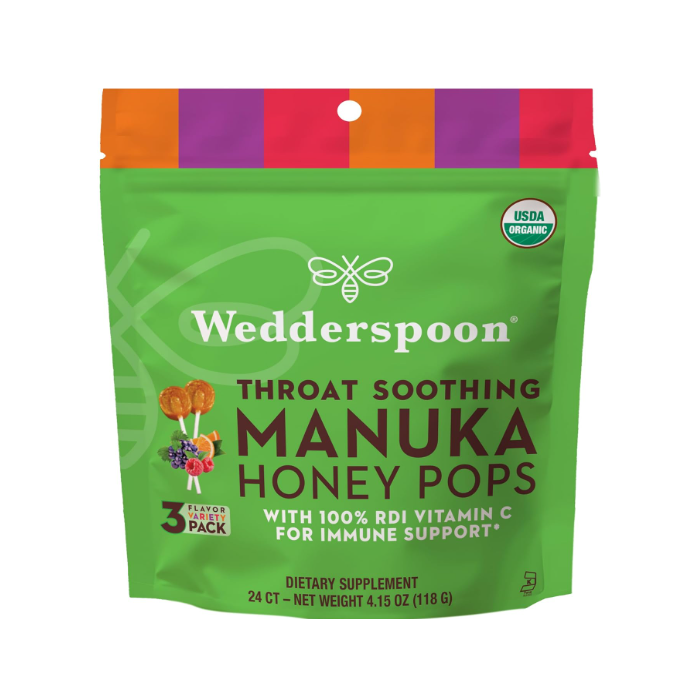 Wedderspoon Organic Manuka Honey Pops, Variety Pack, 24 Count