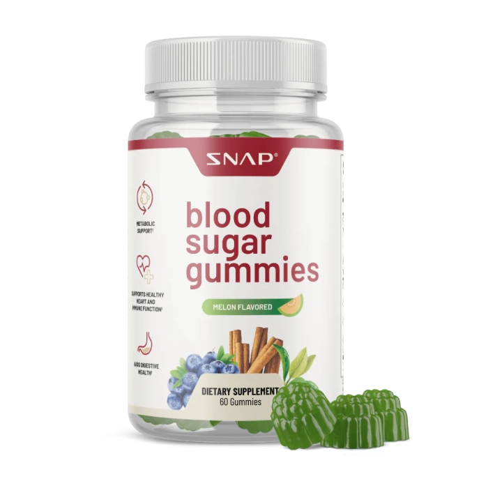 Snap Supplements Sugar-Free Blood Sugar Gummies Melon Flavor - Front view