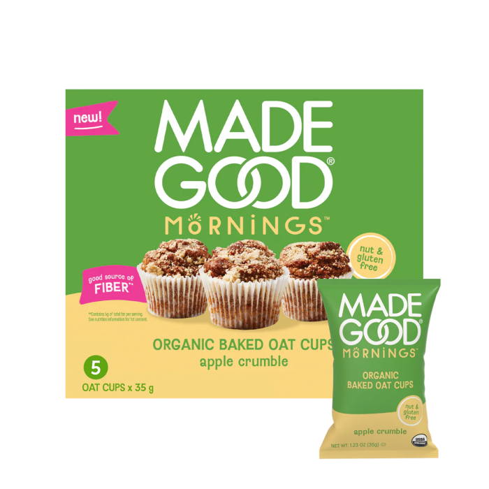 MadeGood Apple Crumble Organic Baked Oat Cups - Front view