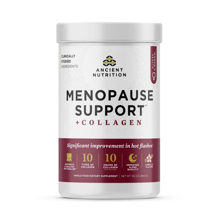 Ancient Nutrition Menopause Support + Collagen Vanilla Flavor - Front view