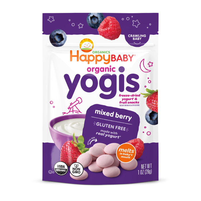 HappyBaby Organic Yogis Mixed Berry Yogurt & Fruit Baby Snacks - Front view