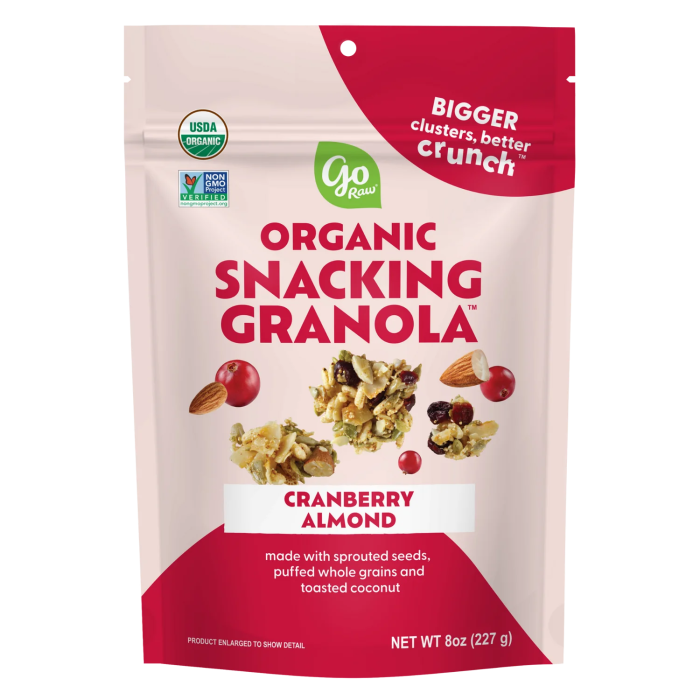 Go Raw Cranberry Almond Snacking Granola - Front view