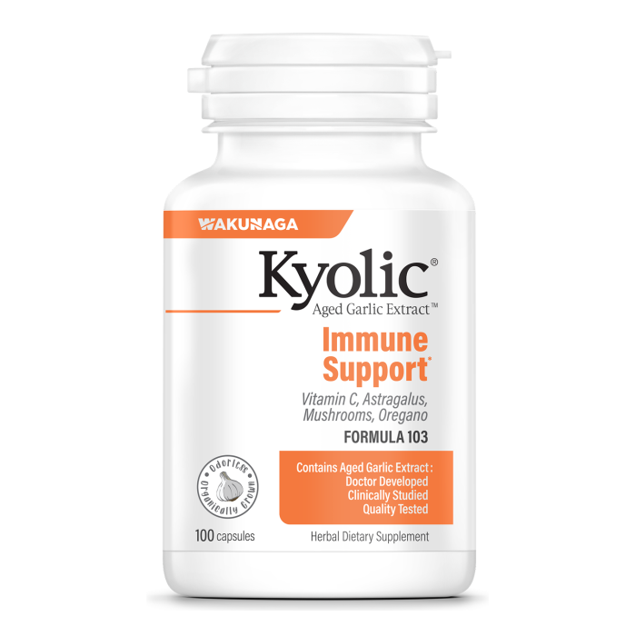 Kyolic Formula 103 Aged Garlic With Vitamin C And Astragalus, 100 Capsules - 1