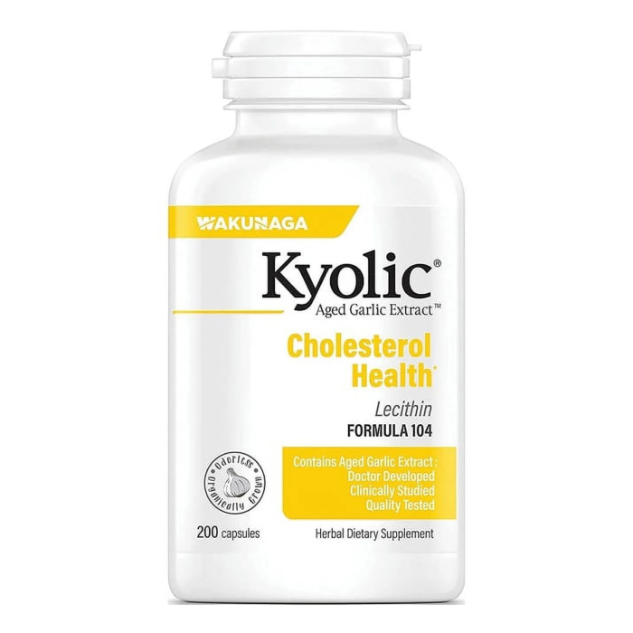 Kyolic Garlic Aged Formula 104 With Lecithin, 200 Capsules - Front view