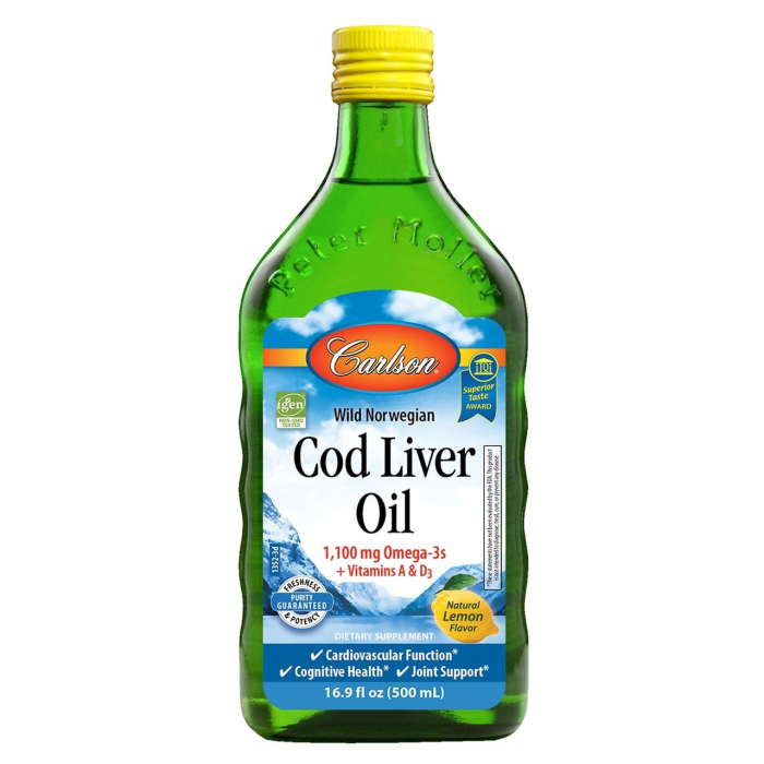 Carlson Norwegian Cod Liver Oil, Lemon Flavor, 16.9 fl. oz.