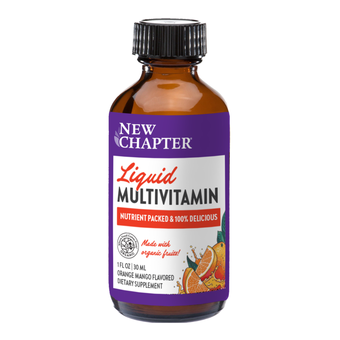 New Chapter Liquid Multivitamin Orange Mango Flavor - Front view