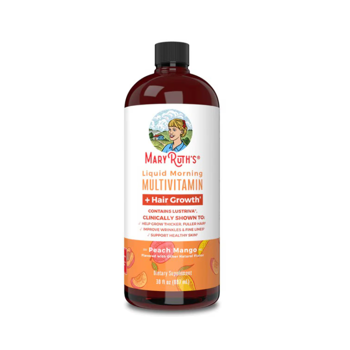 MaryRuth's Liquid Morning Multivitamin + Hair Growth Peach Mango, 30oz.