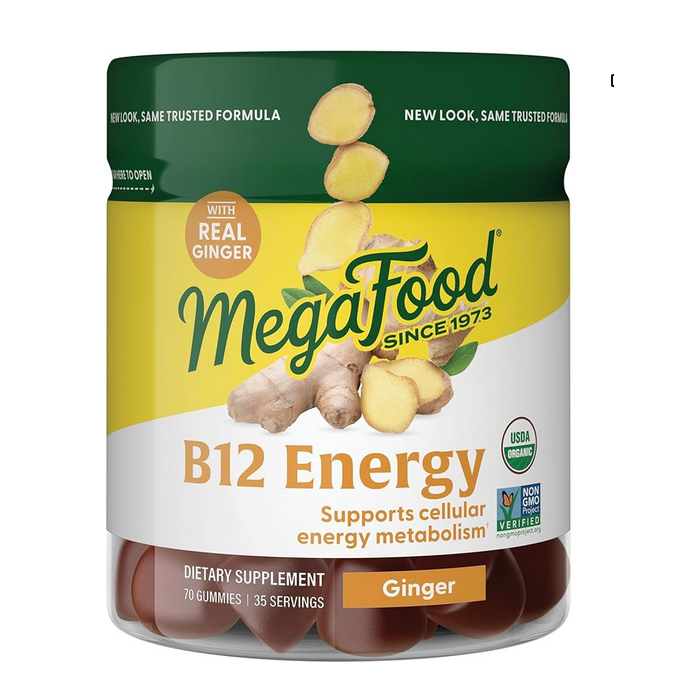 MegaFood B12 Energy Gummies, Ginger, 70 Count