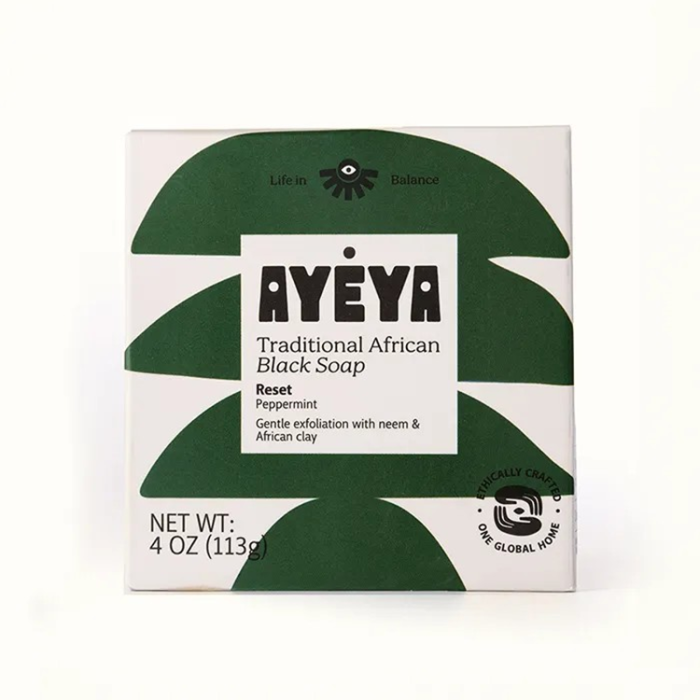 Ayeya Traditional African Black Soap Bar Reset - Front view