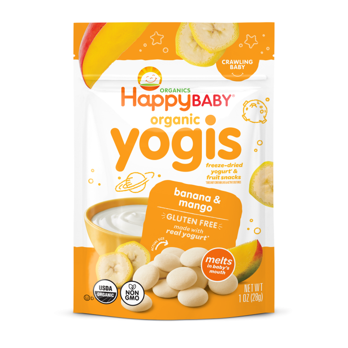 Happy Baby Organic Yogis Banana & Mango Freeze-Dried Yogurt & Fruit Baby Snacks - Front view