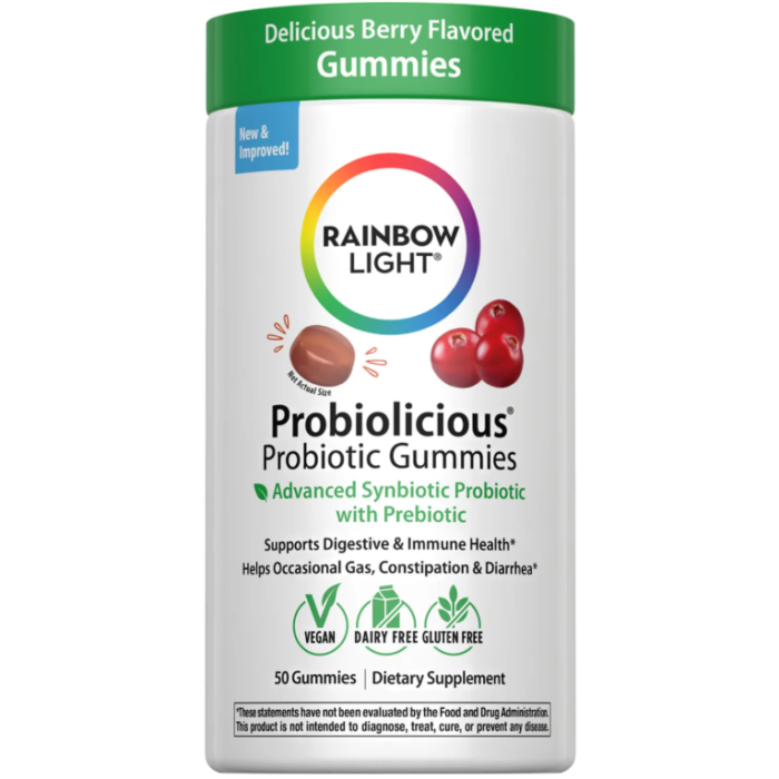 Rainbow Light Probiolicious Probiotic Gummies, 50 Gummies