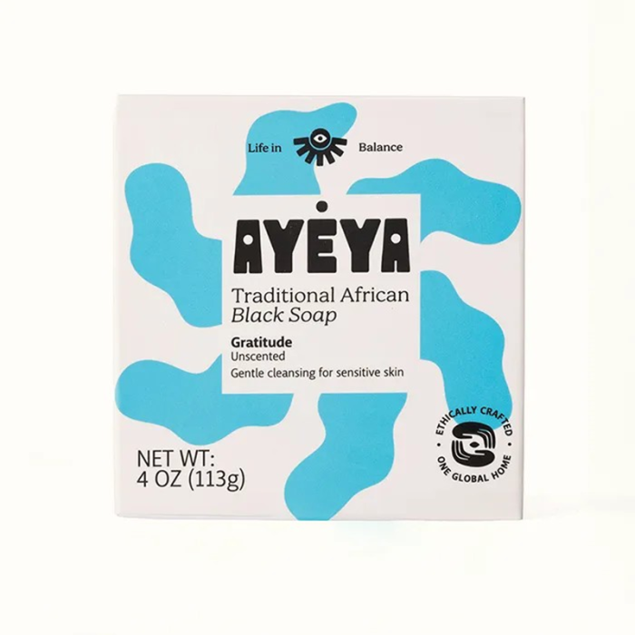 Ayeya Traditional African Black Soap Bar Gratitude - Front view