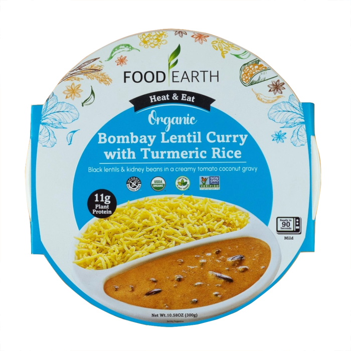 Food Earth Organic Bombay Lentil Curry with Turmeric Rice - Front view
