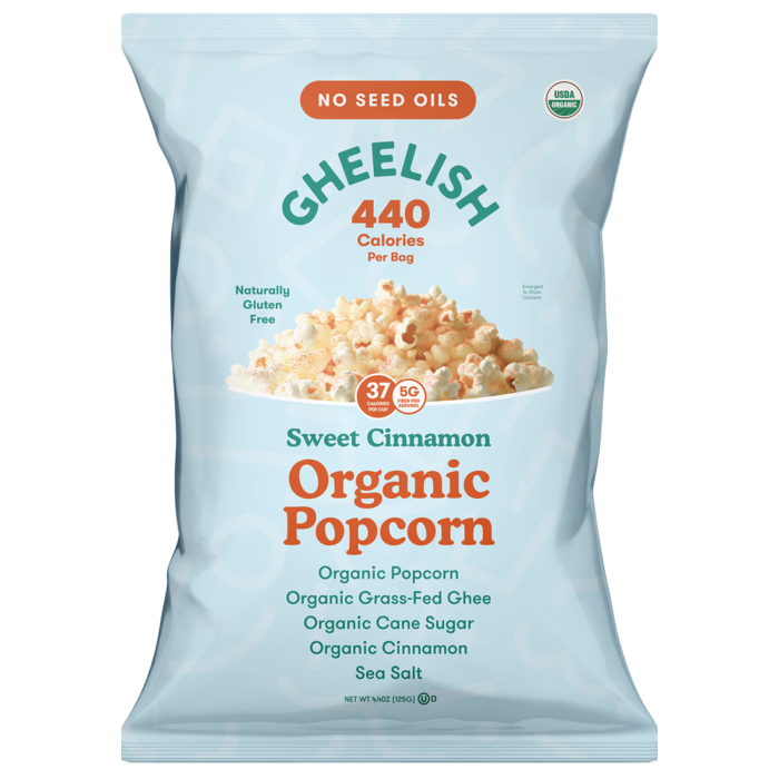 Gheelish Sweet Cinnamon Organic Popcorn - Front view