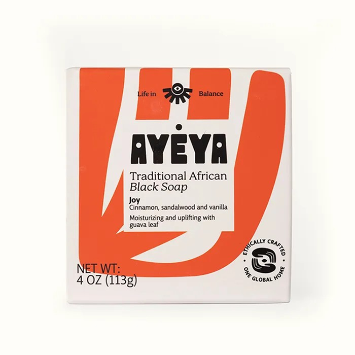 Ayeya Traditional African Black Soap Bar Joy - Front view