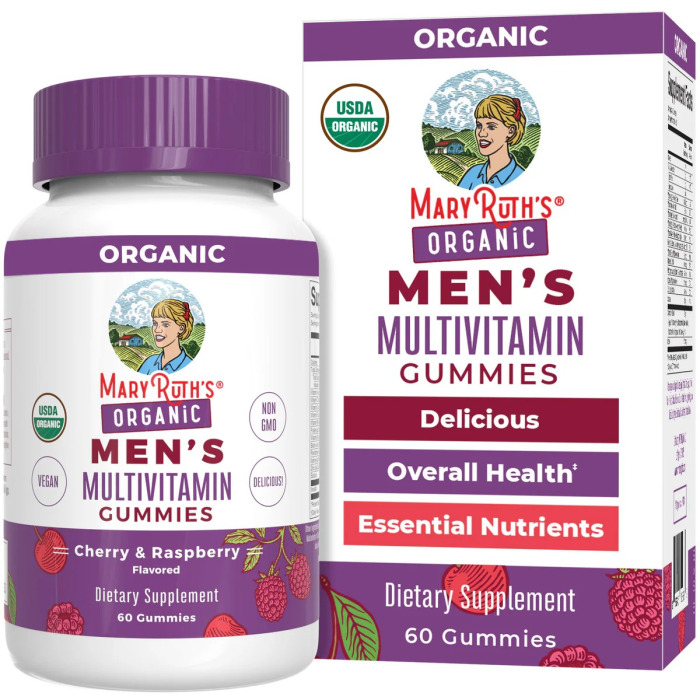 MaryRuth's Organic Men’s Multivitamin Gummies Cherry & Raspberry - Front view