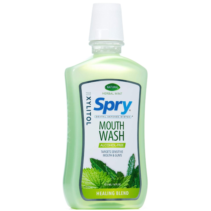 Spry Alcohol-Free Natural Herbal Mint Mouthwash, 16 fl. oz.