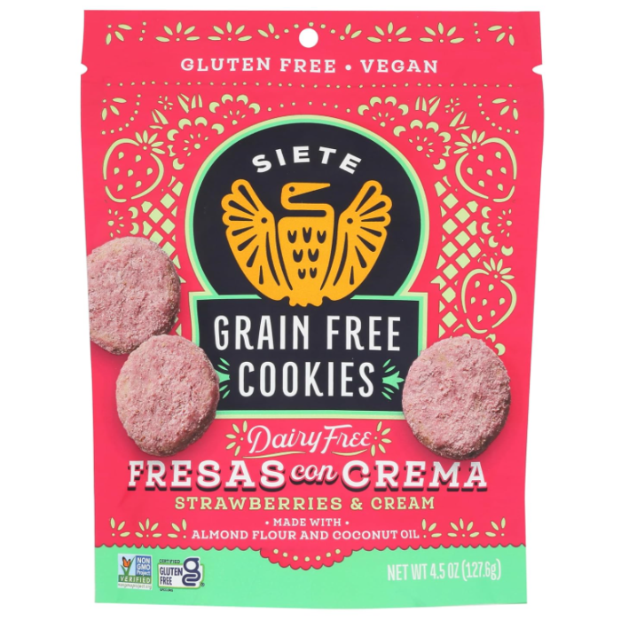 Siete Grain Free Cookies, Fresas Con Crema Strawberries & Cream, 4.5 oz.