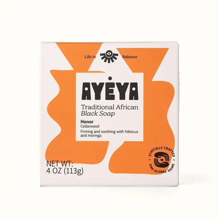 Ayeya Traditional African Black Soap Bar Honor - Front view