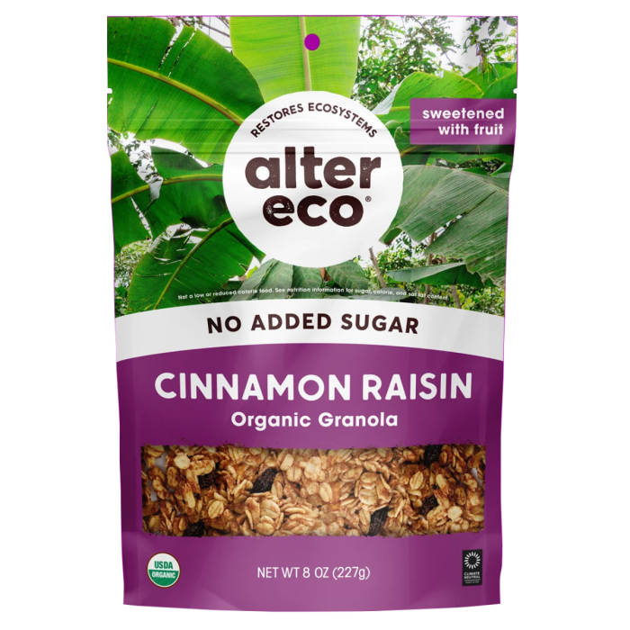 Alter Eco Cinnamon Raisin Granola - Front view