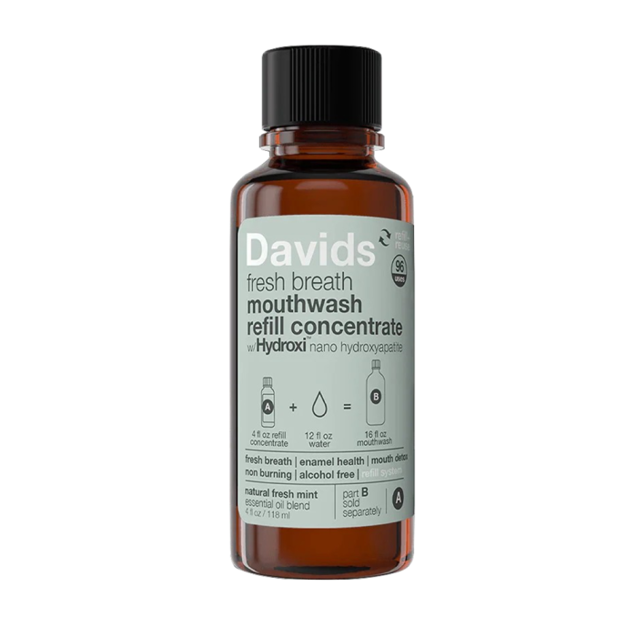 Davids Fresh Breath Mouthwash Refill Concentrate Natural Fresh Mint - Front view