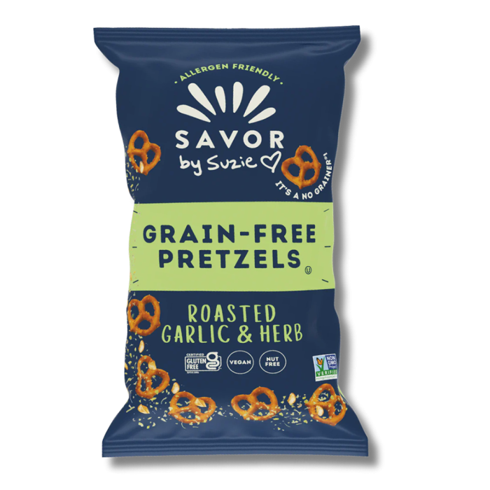 Savor by Suzie Roasted Garlic & Herb Grain-Free Pretzels - Front view