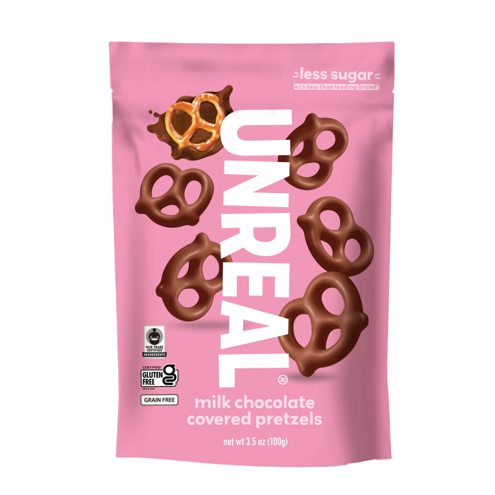 Unreal Milk Chocolate Covered Pretzels - Front view