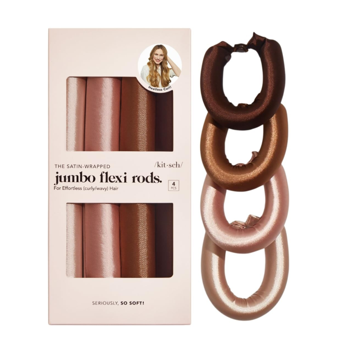 Kitsch Rosewood Jumbo Satin Flexi Rods 4Piece Set - Front view