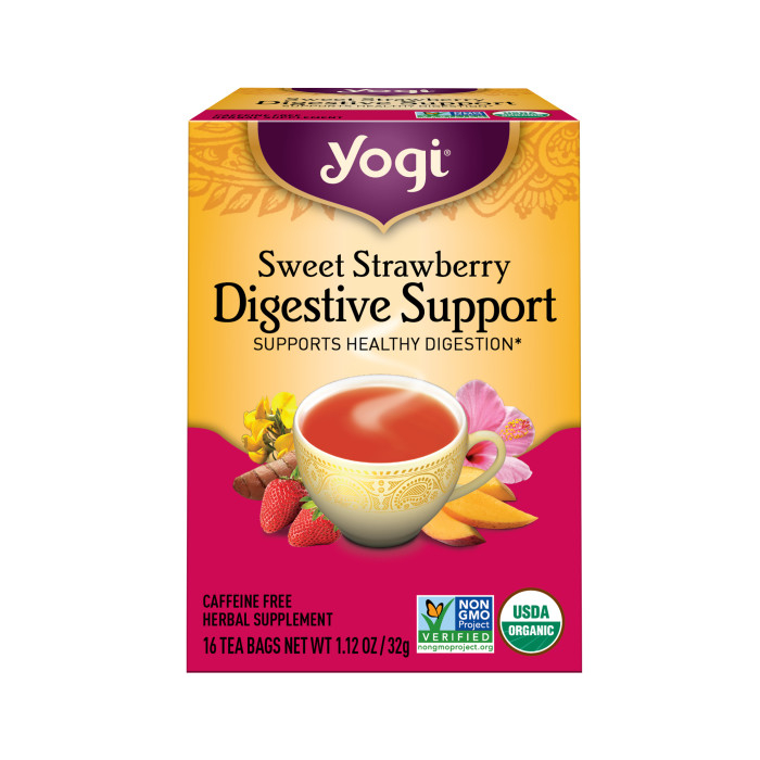 Yogi Tea Digestive Support Sweet Strawberry Caffeine Free, 16 Tea Bags