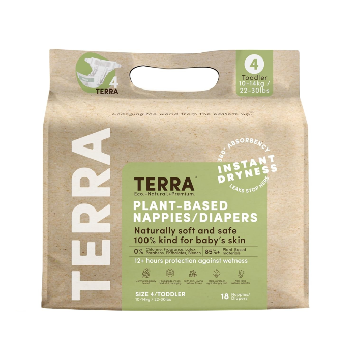 Terra Organics Size 4 Toddler Diapers - Front view