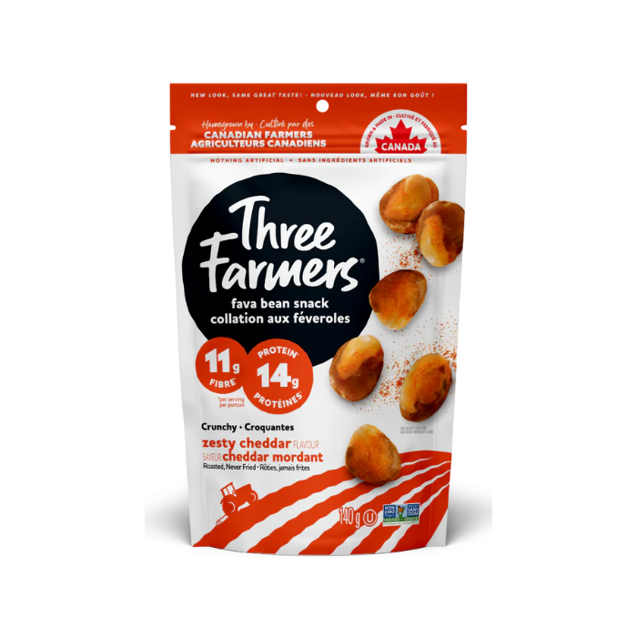 Three Farmers Roasted Zesty Cheddar Roasted Fava Beans - Front view