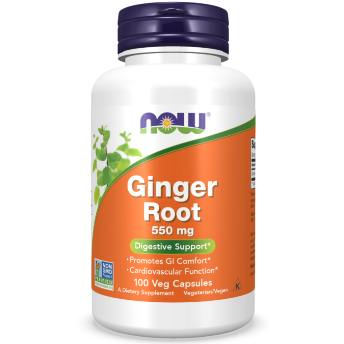 NOW Foods Ginger Root 550 mg - 100 Veg Capsules