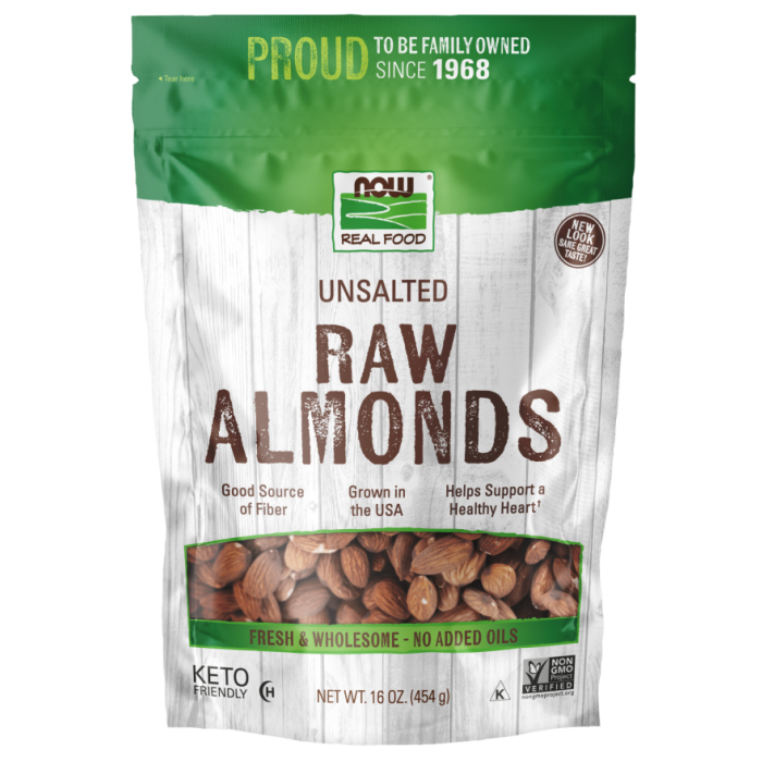 NOW Foods Almonds, Raw & Unsalted - 16 oz.