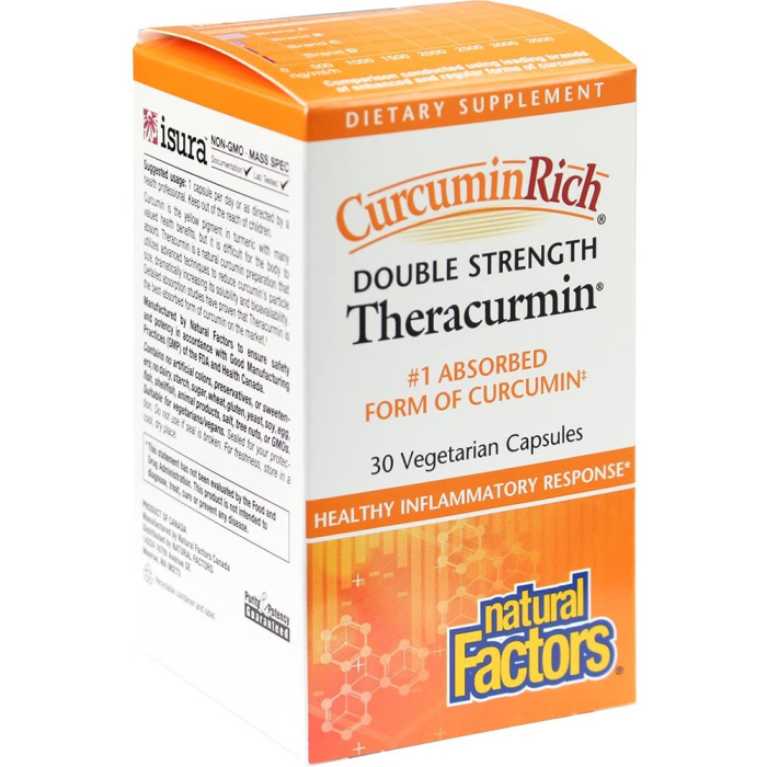 Natural Factors CuruminRich Double Strength Theracurmin, 60mg, 30 vegetarian capsules