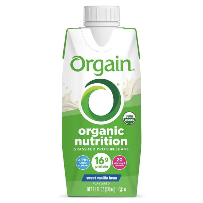 Orgain Organic Nutrition Nutritional Shake Sweet Vanilla Bean - Front view
