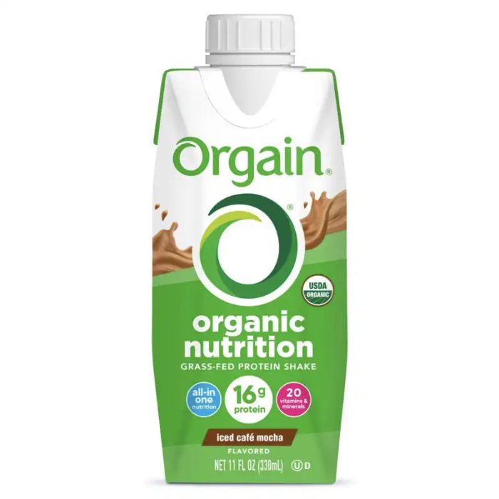 Orgain Organic Nutrition Complete Protein Shake Iced Cafe Mocha - Front view